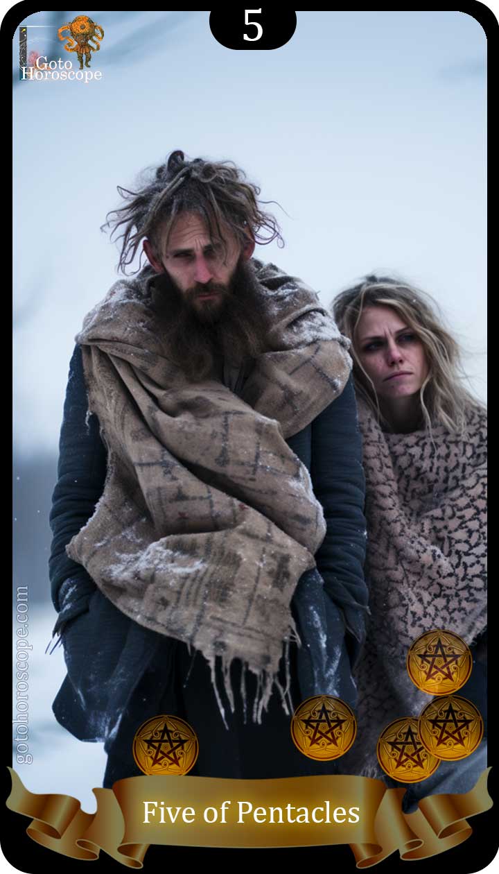 Five of pentacles GotoHoroscope Tarot Cards Deck