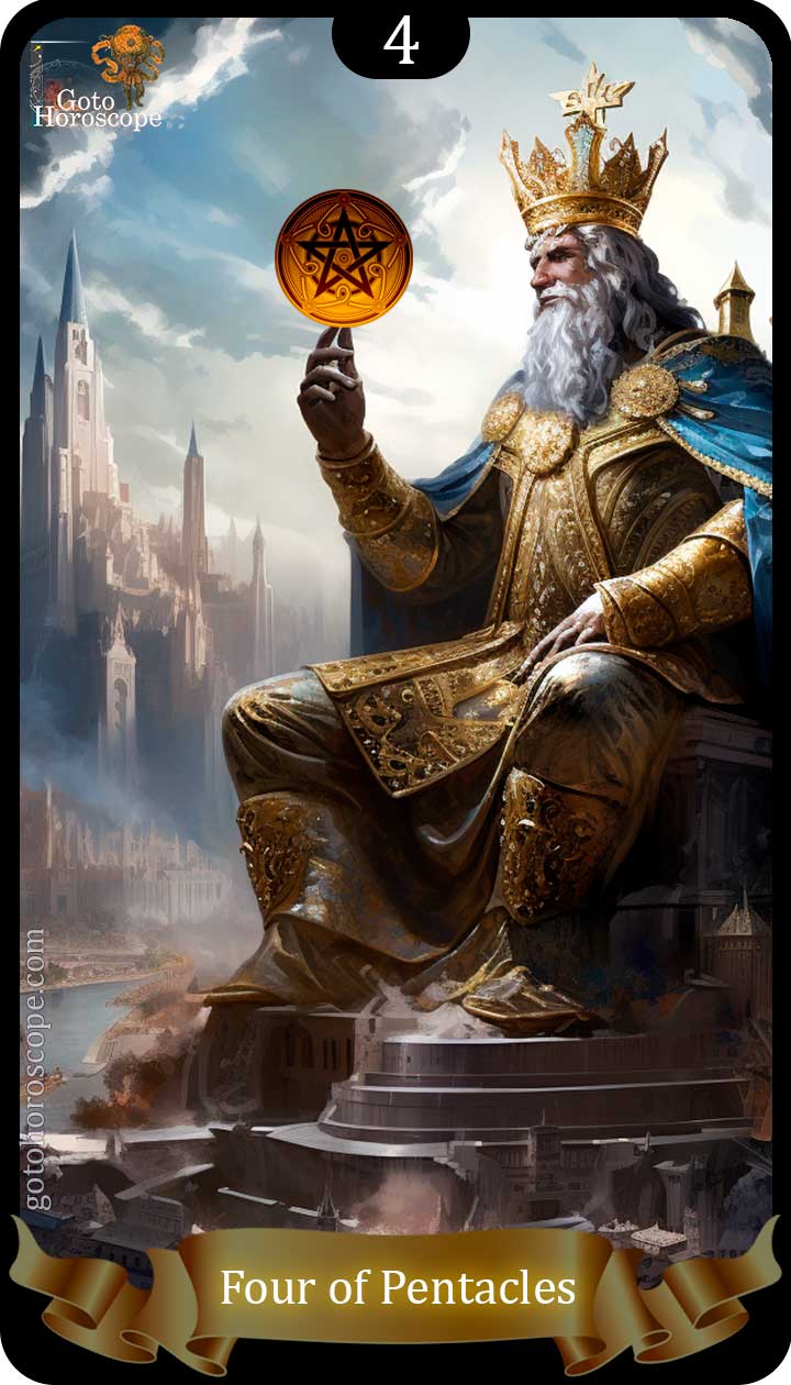 Four of pentacles GotoHoroscope Tarot Cards Deck