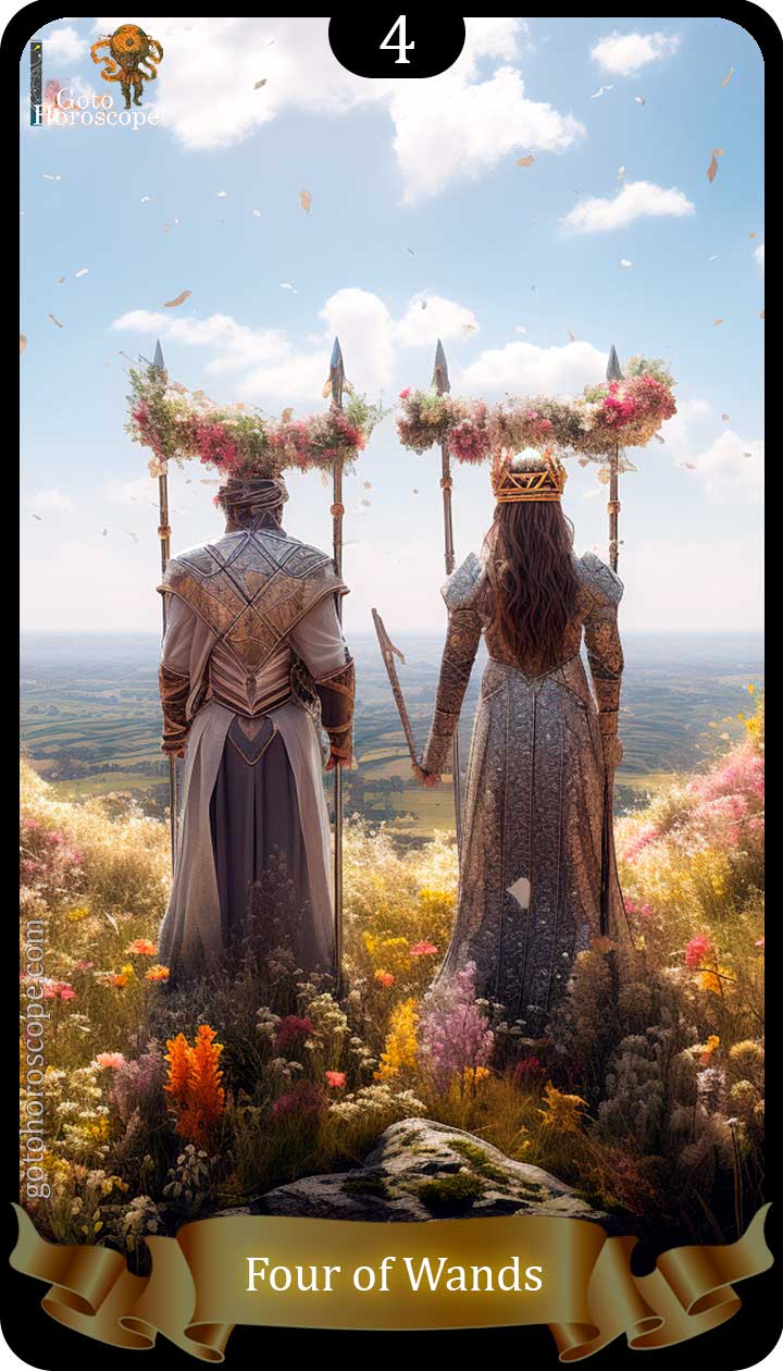 Four of wands GotoHoroscope Tarot Cards Deck