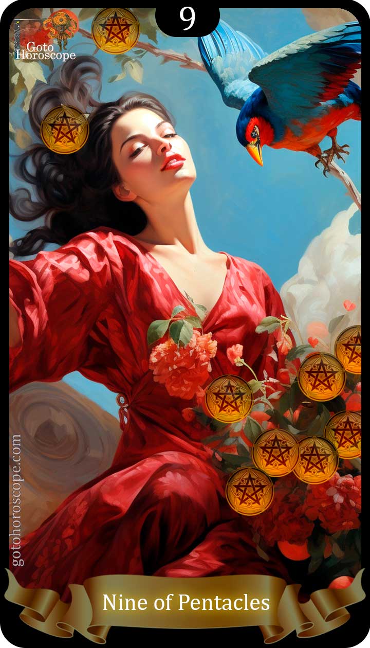 Nine of pentacles GotoHoroscope Tarot Cards Deck