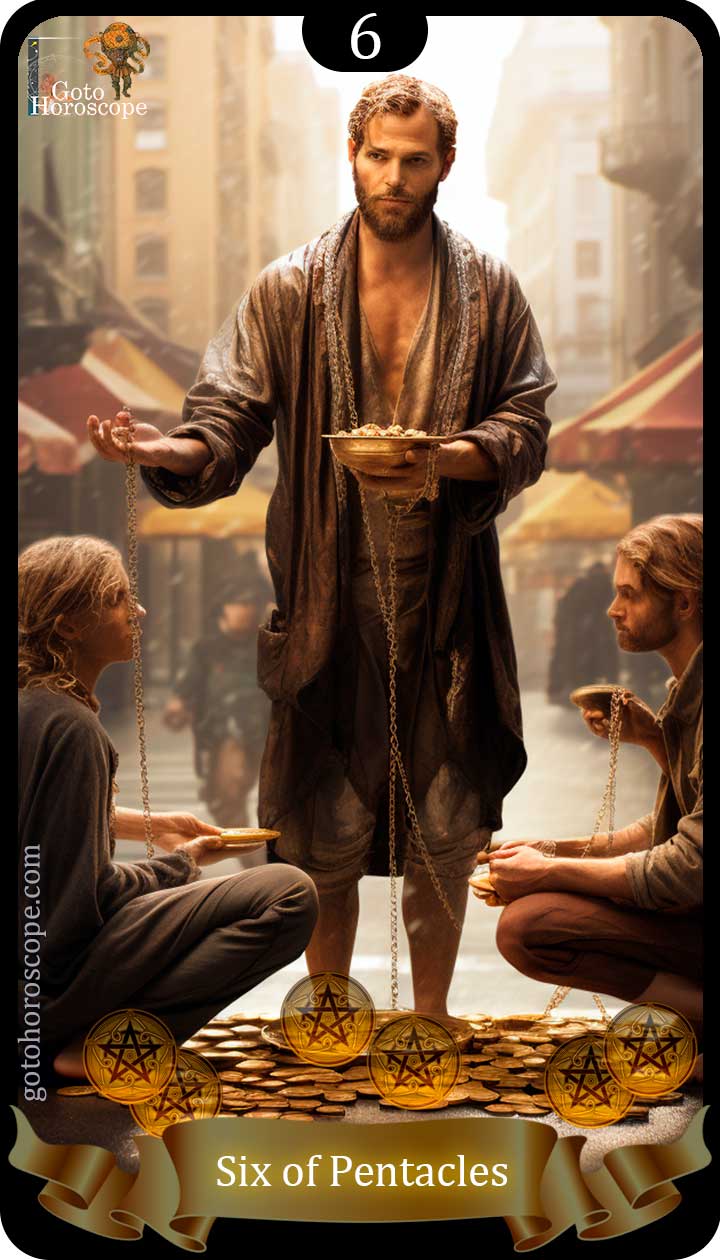 Six of pentacles GotoHoroscope Tarot Cards Deck