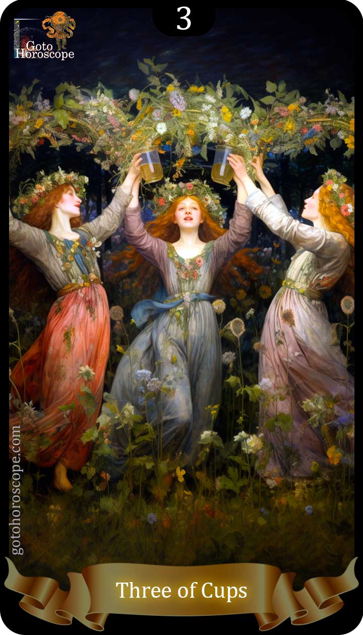 Three of cups GotoHoroscope Tarot Cards Deck