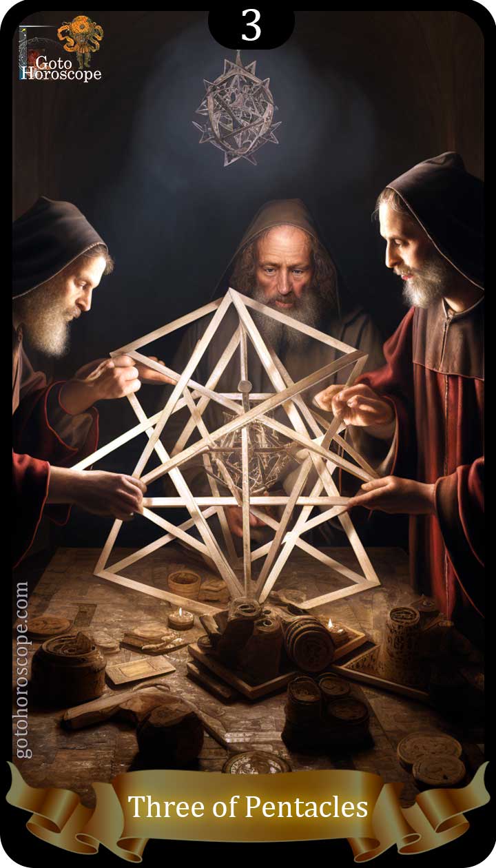 Three of pentacles GotoHoroscope Tarot Cards Deck