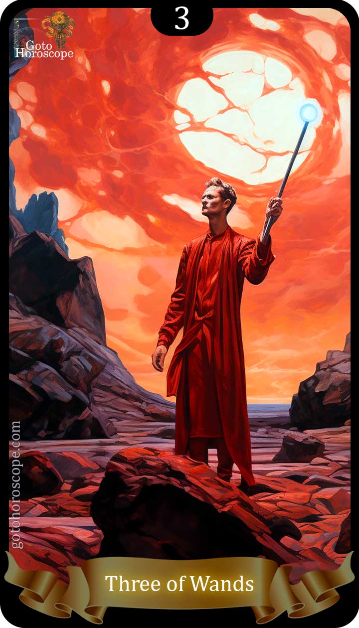 Three of wands GotoHoroscope Tarot Cards Deck